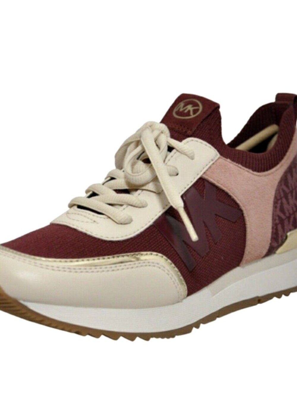 New Michael Kors Jenkins Knit Trainer Soft Stretch Sneakers Dark Cherry Size 8.5